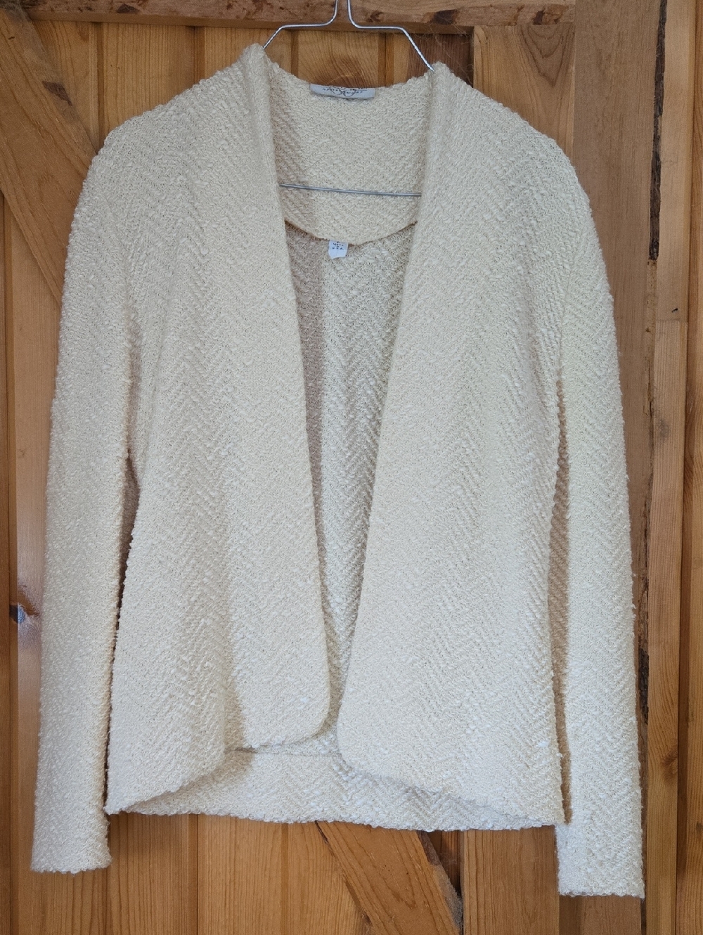 St. John Cream Bouclé Open-Front Blazer